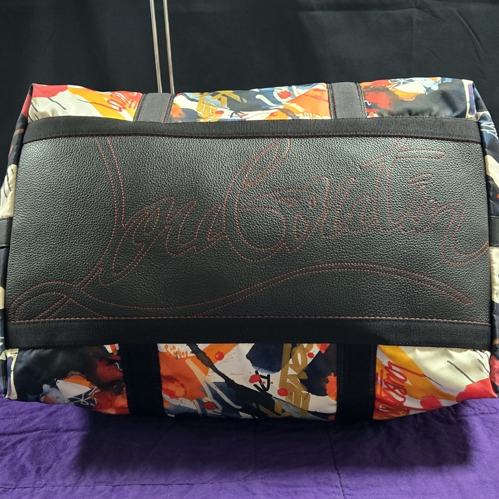CHRISTIAN LOUBOUTIN LARGE BOSTON PRINTED NYLON DUFFLE BAG - Picture 9 of 16
